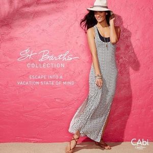 CAbi Twist Back Geometric Maxi Dress